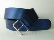 Wide Blue Leather Belt with Roller Buckle - 60mm - 46 inch