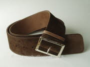 Wide Dark Taupe Suede and Leather Reversible  Belt - 60mm - 46 inch
