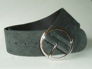 Wide Grey Suede and Leather Reversible  Belt - 60mm - 46 inch