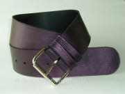 Wide Mauve Leather Belt with Roller Buckle - 60mm - 48 inch