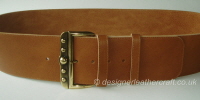 Wide Reversible Leather Belt in Tan with Vintage Buckle - 80mm - 46